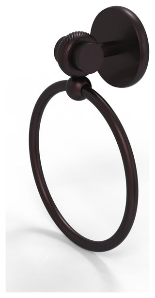 Satellite Orbit Two Towel Ring With Twist Accent, Antique Bronze