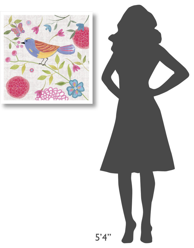 "Damask Floral and Bird III v2" Digital Paper Print by Farida Zaman, 26"x26"