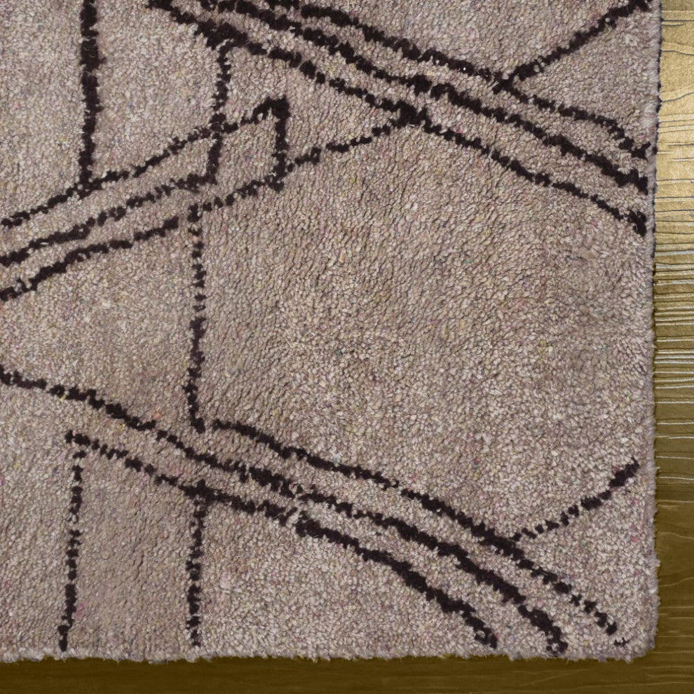 HAND KNOTTED LOOM SILK ECO-FRIENDLY RUG-8'x10',Rectangle,Beige Brown,Contemporar