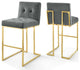 Privy Gold Stainless Steel Performance Velvet Bar Stool Set of 2 - Gold Charcoal