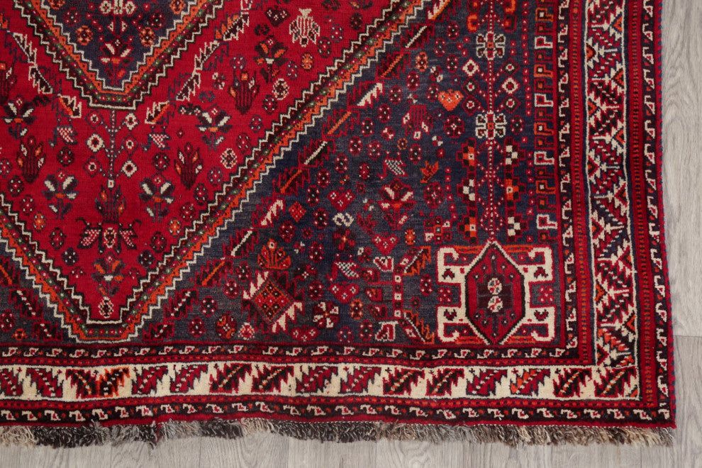 Consigned, Vintage-Style Oriental Persian Area Rug Hand-Knotted Wool, Red, 6x9