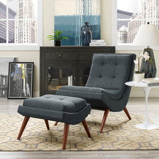 Ramp 2-Piece Upholstered Fabric Lounge Chair Set, Gray