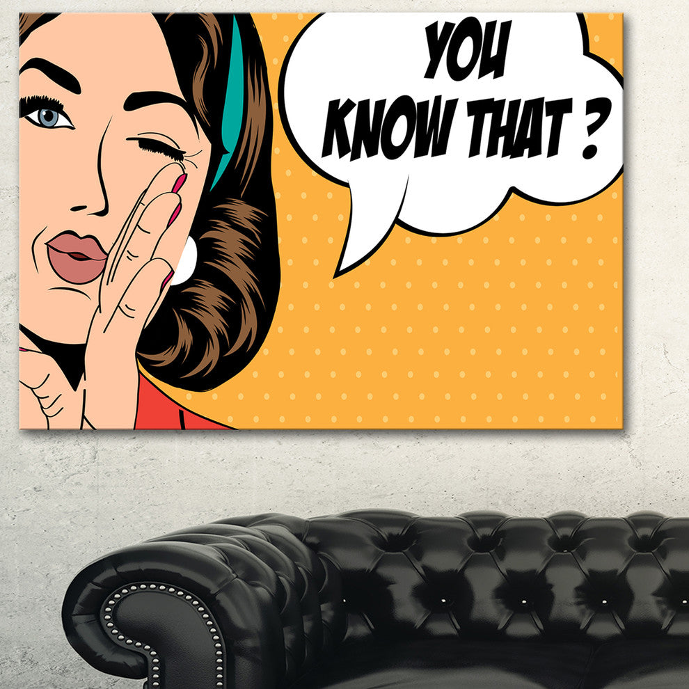 "Retro Woman in Comic Style" Portrait Digital Art Canvas Print