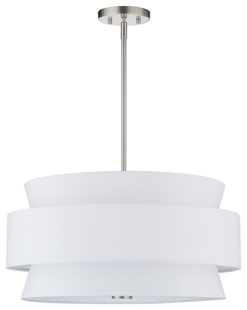 Fontana 5-Light Brushed Nickel Chandelier with Off-White Shades