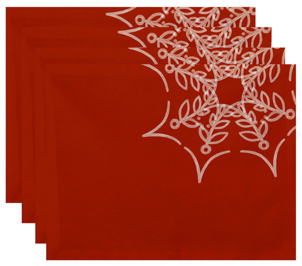 18"x14" Web Art, Holiday Print Placemat, Orange, Set of 4
