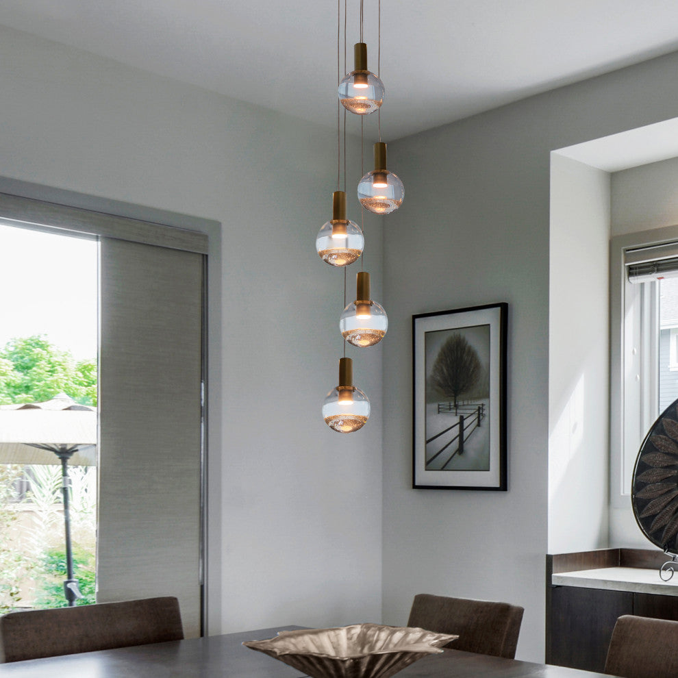 Sienna 5-Light ETL Certified Integrated LED Chandelier Lighting Fixture, Brass