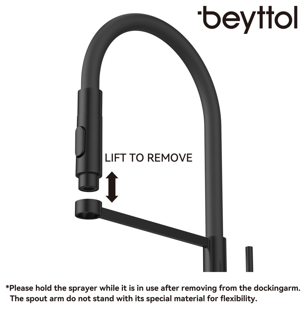 Single Handle Deck Mounted High Arc Pull Down Brass Kitchen Faucet, Matte Black