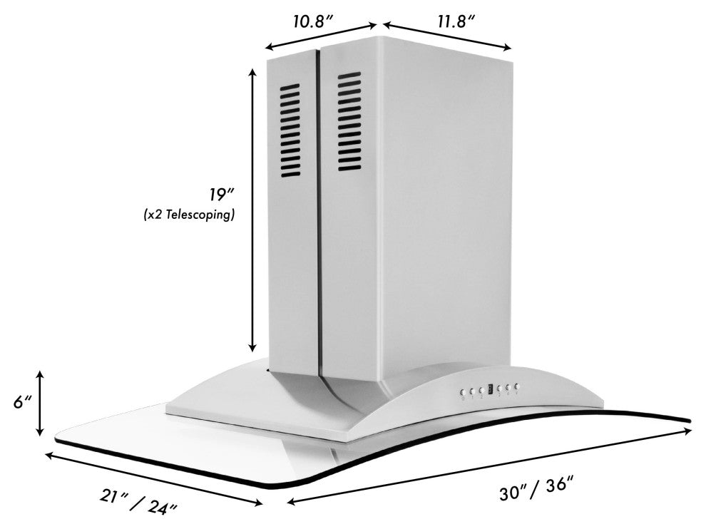 ZLINE 30 in. Island Range Hood, Stainless Steel, GL9i-30