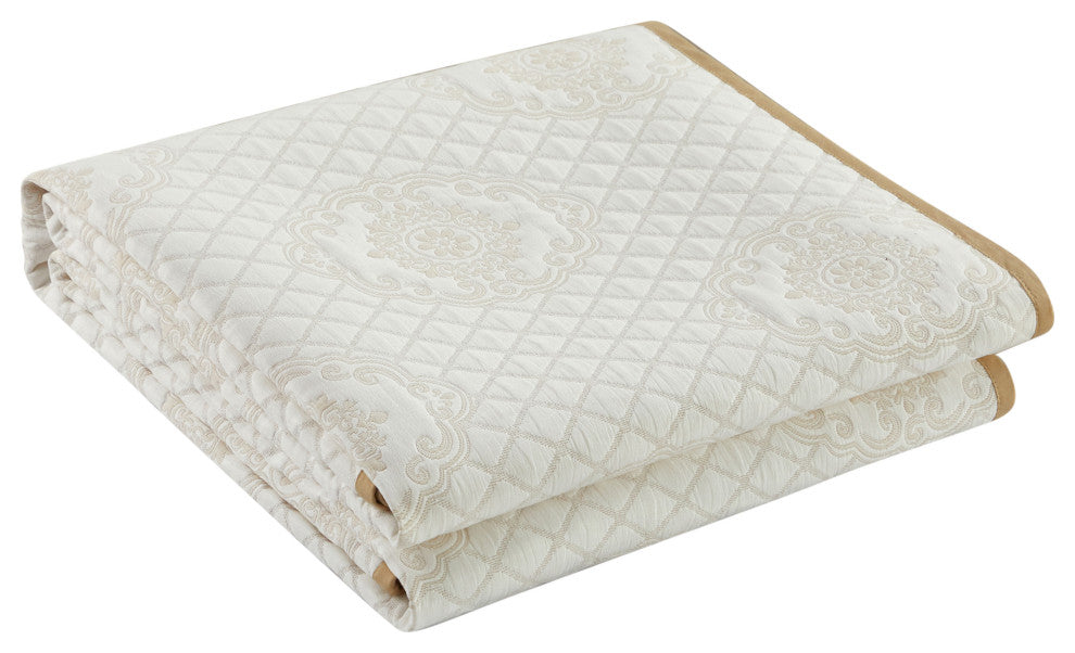 Valentine 3 Piece Quilt Set, Ivory, Queen