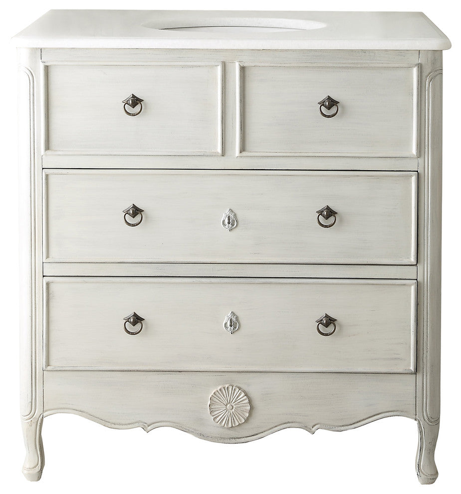 34" Cottage Look Daleville Bathroom Sink Vanity, Distressed Gray, Without Mirror