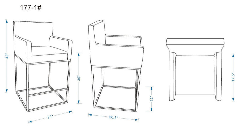 Manhattan Comfort Ambassador Bar Stool, Set of 3