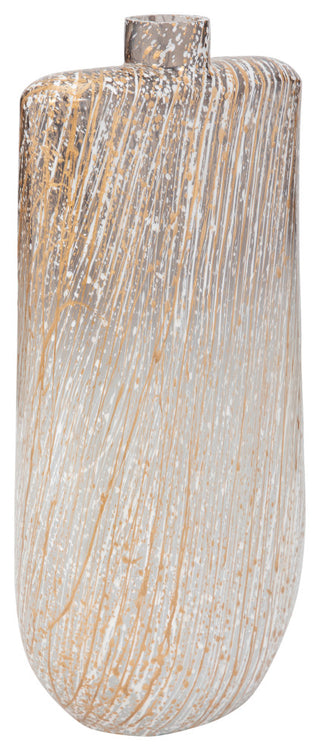 Glass, 16", Striped Stained Vase, Multi