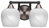 Paramount 2-Light Bath Bar, Matte Black & Brushed Nickel, 6" White Marble Glass
