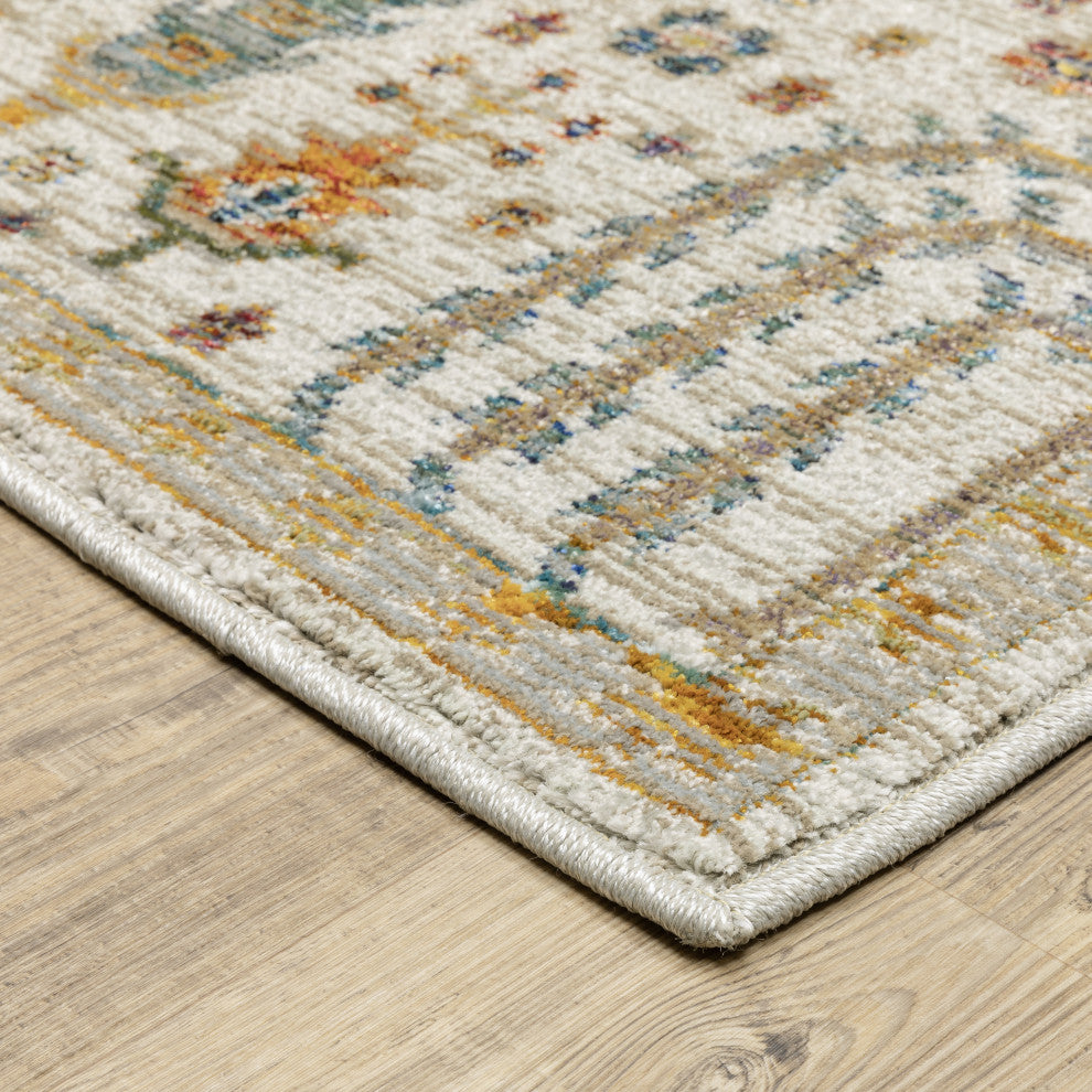 Adeline Ancient Traditions Ivory/Gold Area Rug Runner 2'3" x 8'