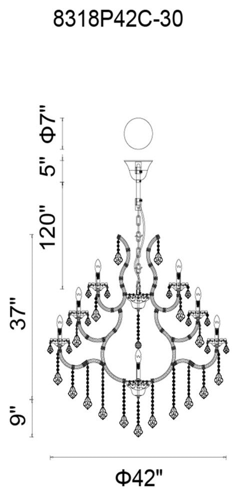 Maria Theresa Up Chandelier, 42"