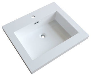 Dowell 22" FTB Resin Bathroom Vanity Basin, White, 25wx22dx6h