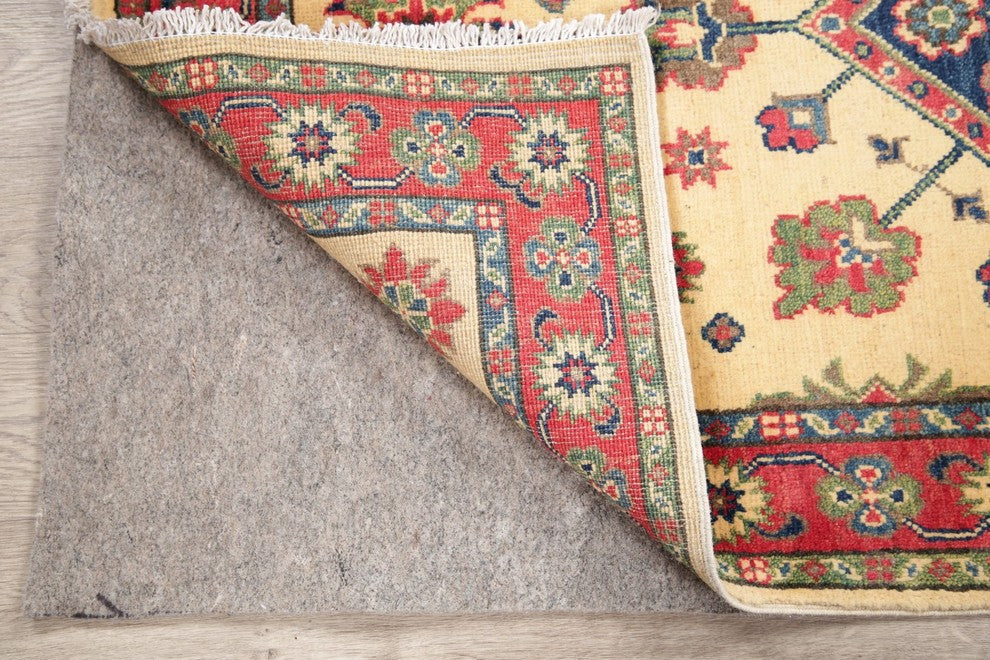 Hand-Knotted Oriental Kazak Traditional Pakistani Area Rug, Beige, 5'0"X3'0"