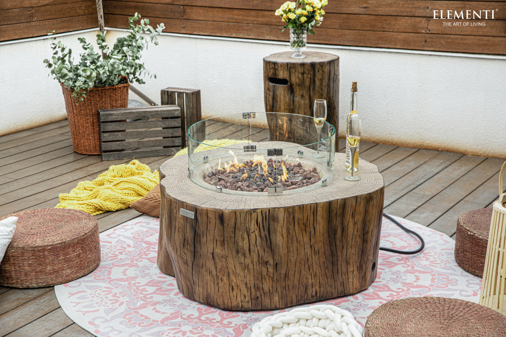 Manchester Redwood Concrete Natural Gas Fire Table by Elementi Fire