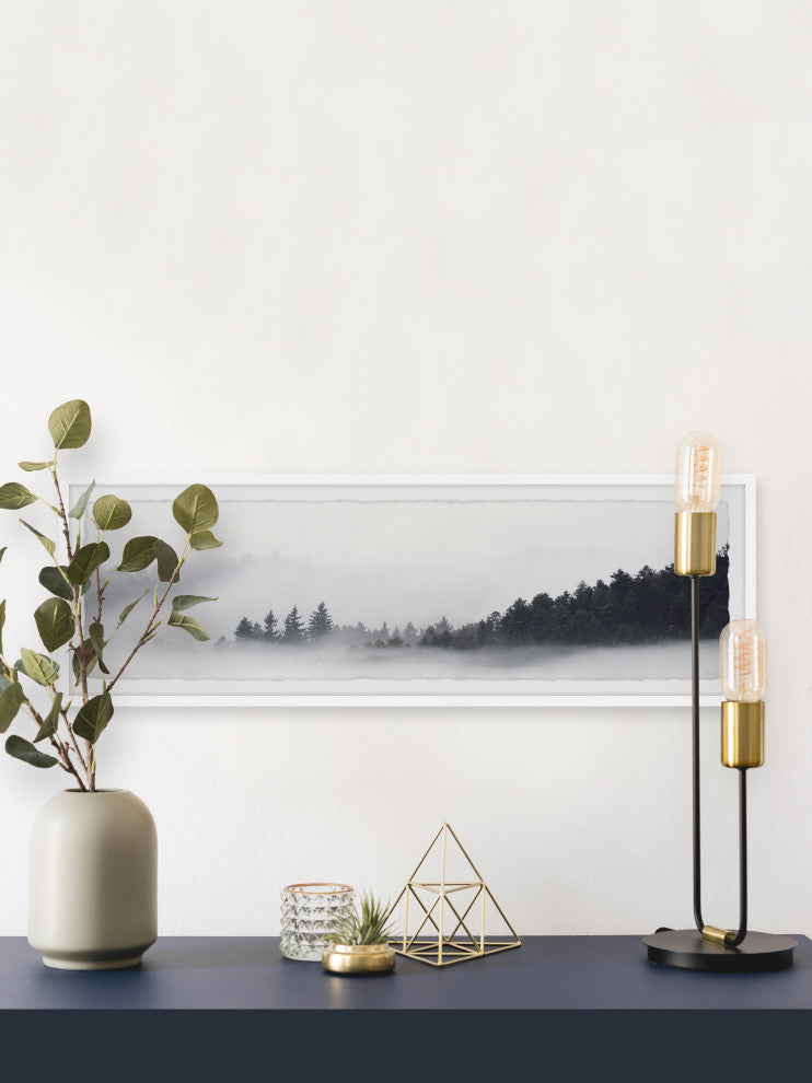 "Hazy Lake" Framed Painting Print, 30x10