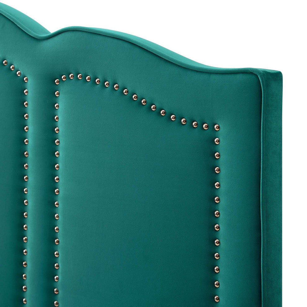 Headboard, Twin Size, Velvet, Teal Blue, Modern Contemporary, Bedroom Master