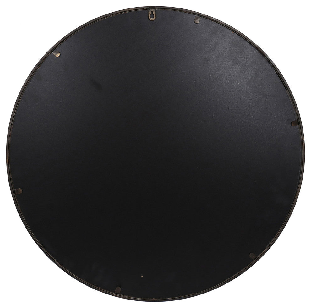 Line Accent Mirror Gold Metal Round Wall Mirror 28"H28"Wx1"D