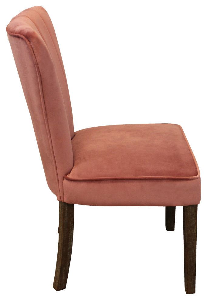 Sullivan 63" Dining Table With 6 Cleo Chairs, Blush Velvet Fabric