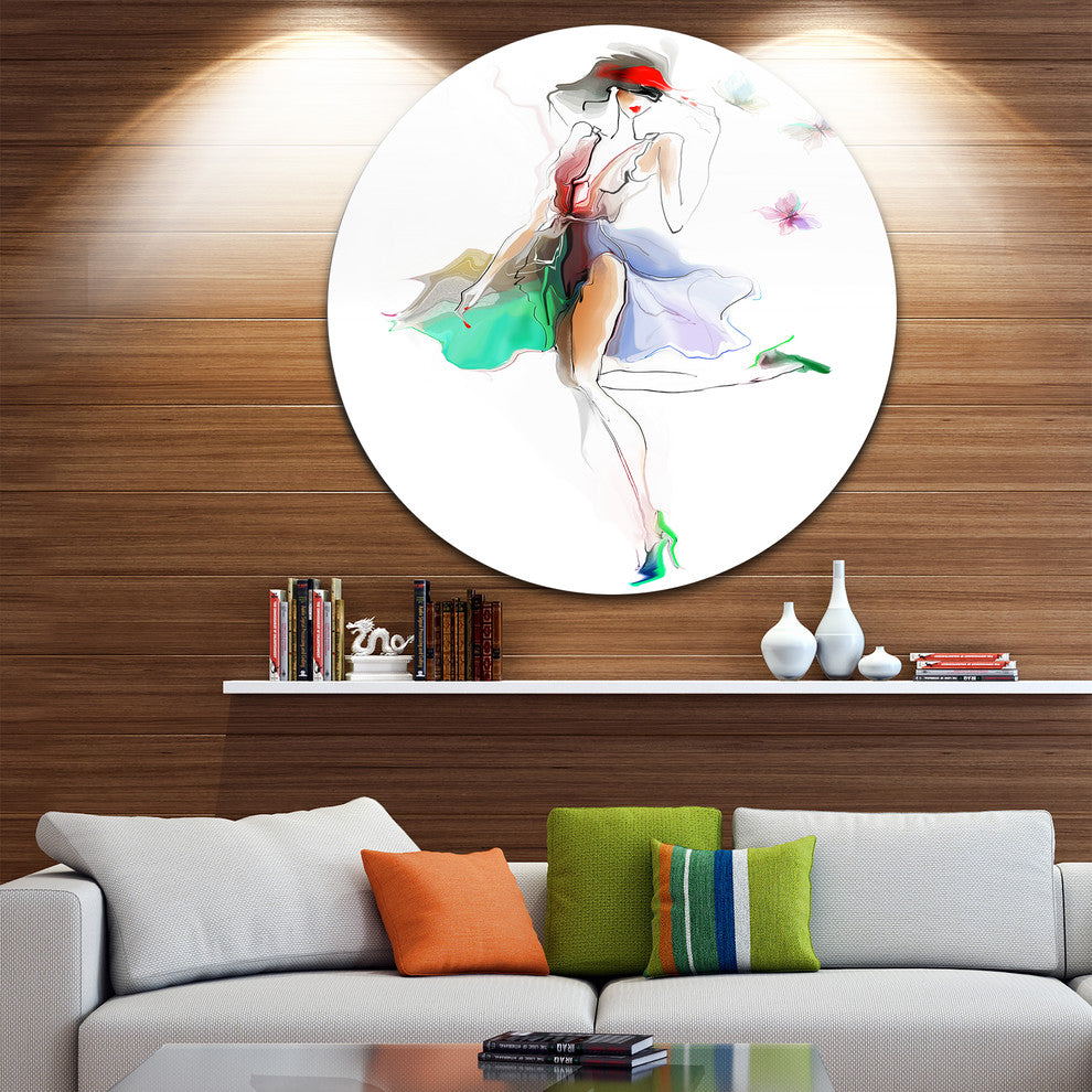 Fashion Girl In Multiple Colors, Portrait Large Disc Metal Artwork, 36"