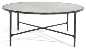 Safavieh Couture Jessa Round Metal Coffee Table, Black/White