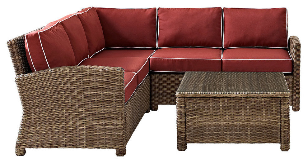 Bradenton 4-Piece Outdoor Wicker Seating Set With Sangria Cushions