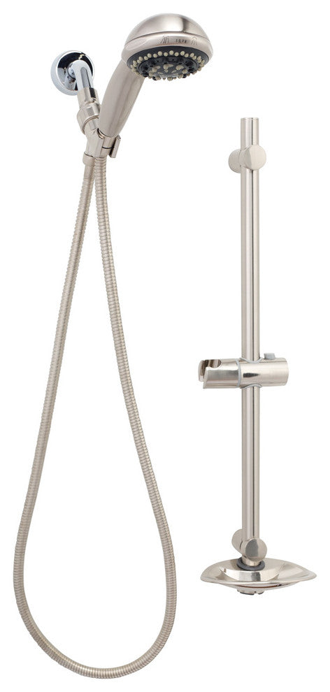 Rainbo Massage 7 Spray Hand Shower System With Glide Rail, Brushed Nickel