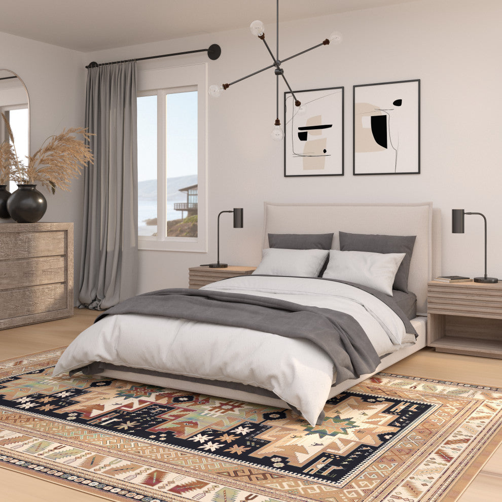 Sonoma Gypsy Rust, Black, Ivory, Aqua Viscose Area Rug