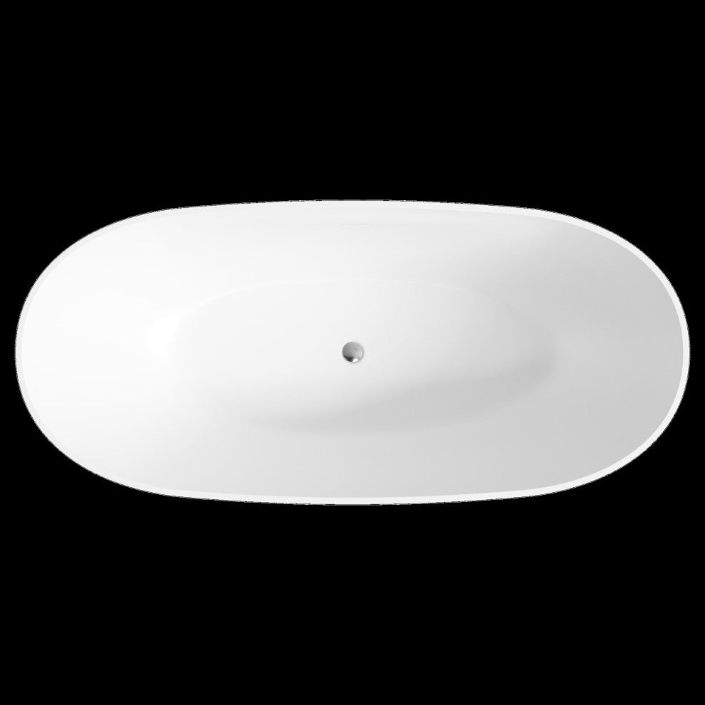 Perlato Genova 70" Eco-Lapistone Freestanding Soaking Tub, Matte Black