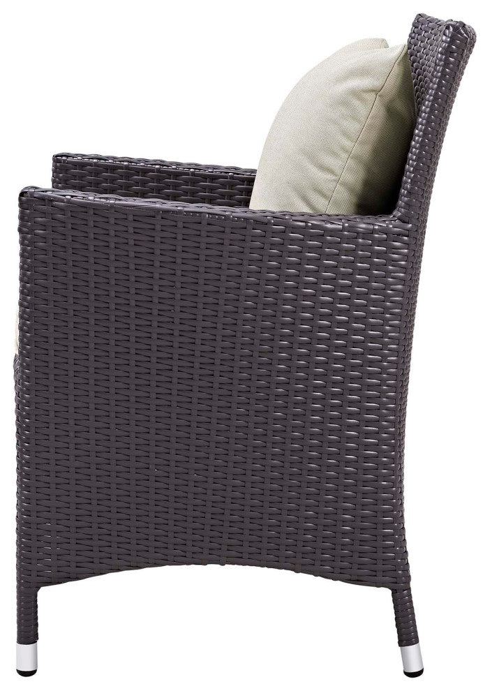 Modern Outdoor Patio Coffee Fire Pit Table and Chair Set, Fabric Rattan, Beige