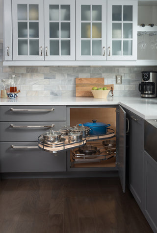 18" Blind Corner Swing Out, Right Handed Unit,Bronze Edging