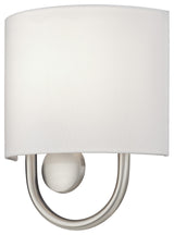 Stratton 1 Light Brushed Nickel ADA Sconce with Hand Crafted Off-White Shade