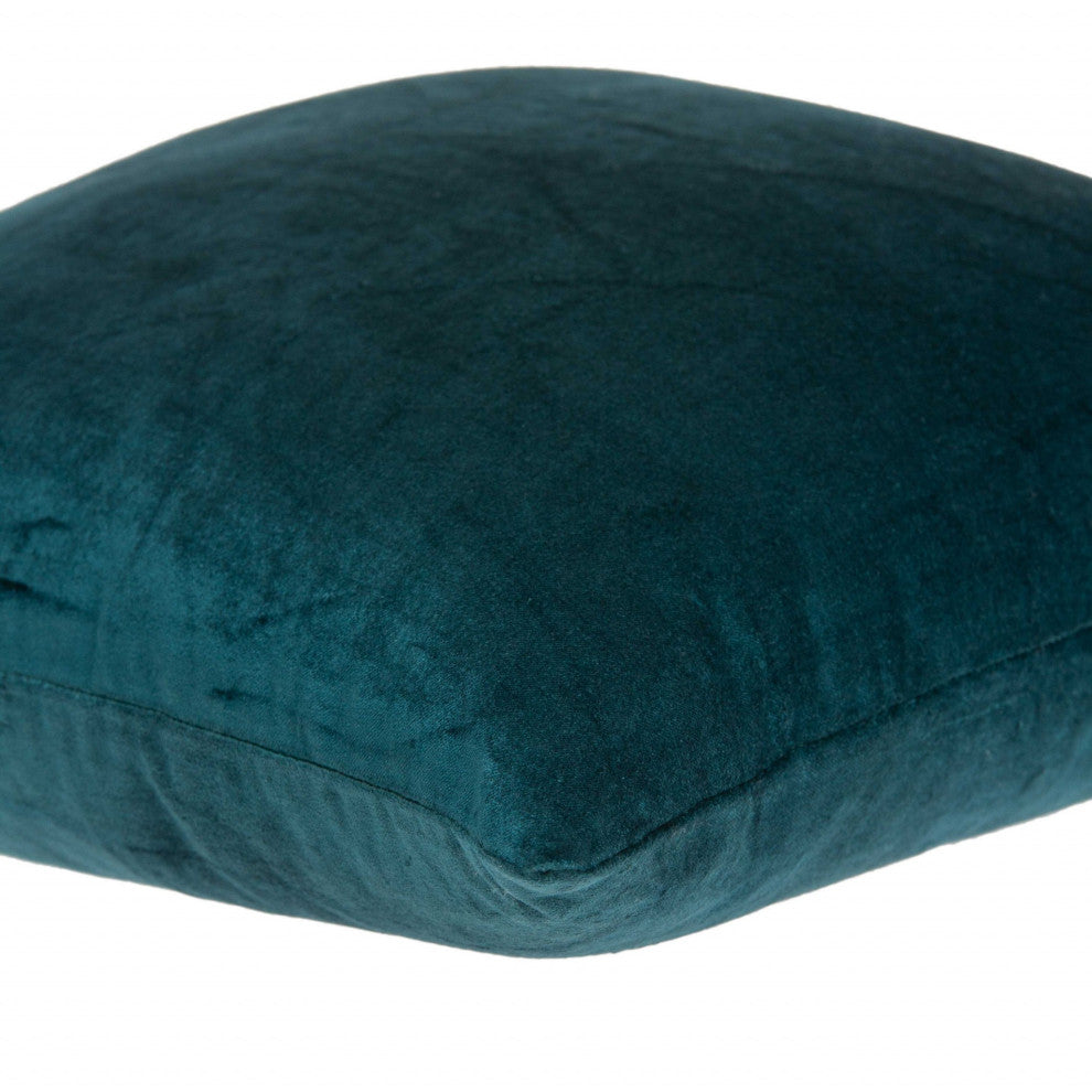 HomeRoots 18" x 0.5" x 18" Transitional Teal Solid Pillow Cover