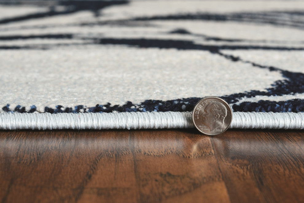 Watercolor Marble Plush Area Rug, Blue, 6'7"x9'6"
