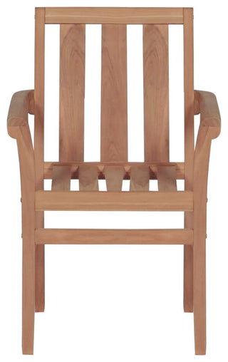 vidaxL 4x Solid Teak Wood Stackable Patio Chairs with Cushions Garden Seat