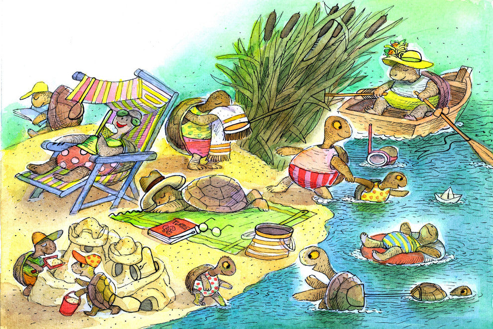 "Turtle Beach Party" Painting Print on Wrapped Canvas