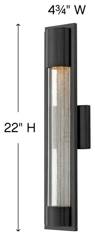 Hinkley 22" Mist Medium Outdoor Wall Mount Lantern Light, Satin Black