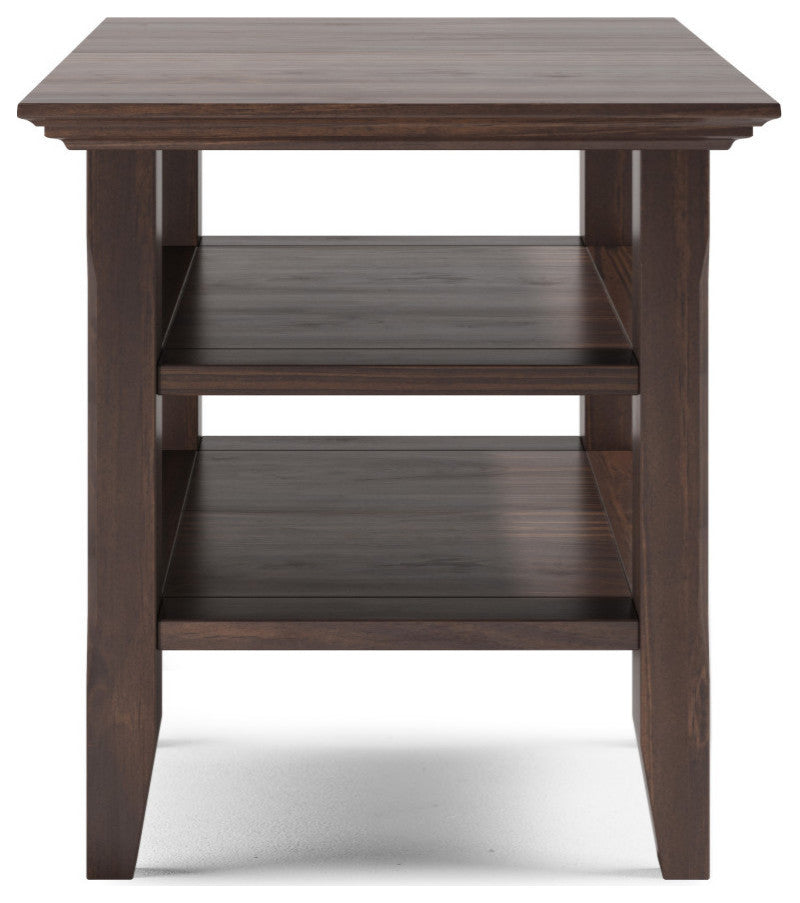 Acadian Solid Wood 19" Square Rustic End Table, Warm Walnut Brown