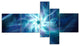 Splaying Bright Blue Fireworks, Floral Canvas Art Print, 60"x32", 5 panels