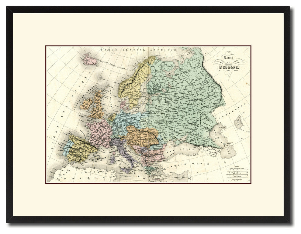 Europe Vintage Antique Map Wall Art, 16"x21"