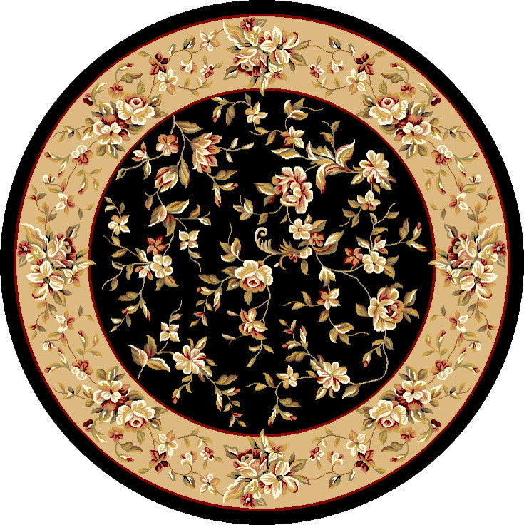 Cambridge 7336 Black, Beige Floral Delight, 7'7" Round
