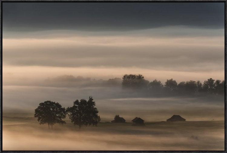 "Dense Fog Over The Moos" Framed Canvas Giclee by Nina Pauli, 37x25"