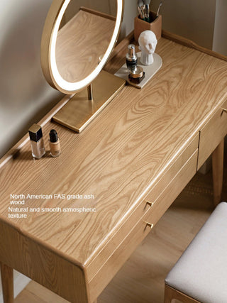 Ash Wood Dressing Table, Walnut Color/ Makeup Table 31.4"