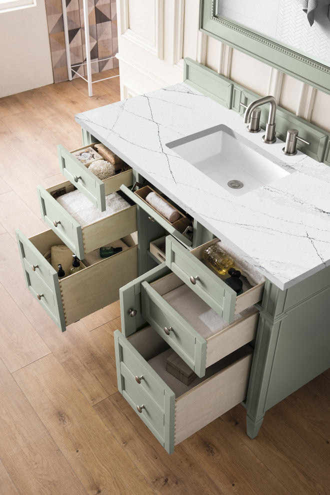James Martin 650-V48-SGR-3ENC 48" Sage Green Single Vanity w/ 3 CM Quartz Top