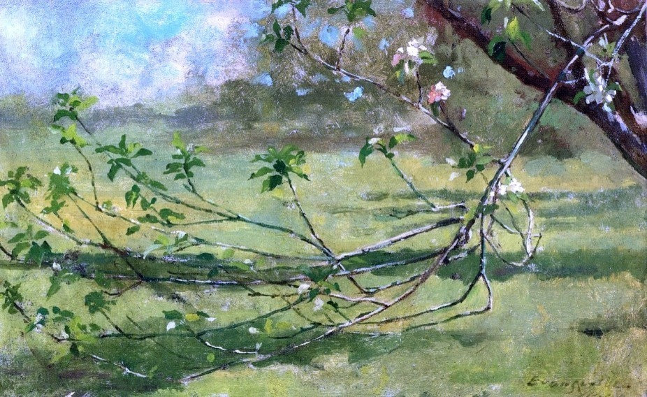Theodore Robinson Apple Blossoms Premium Canvas Print