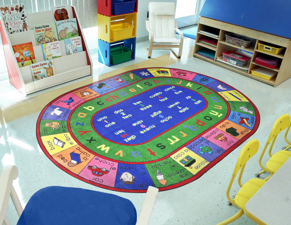 Kid Essentials Rug, LenguaLink, Spanish, 7'8"x10'9" Oval
