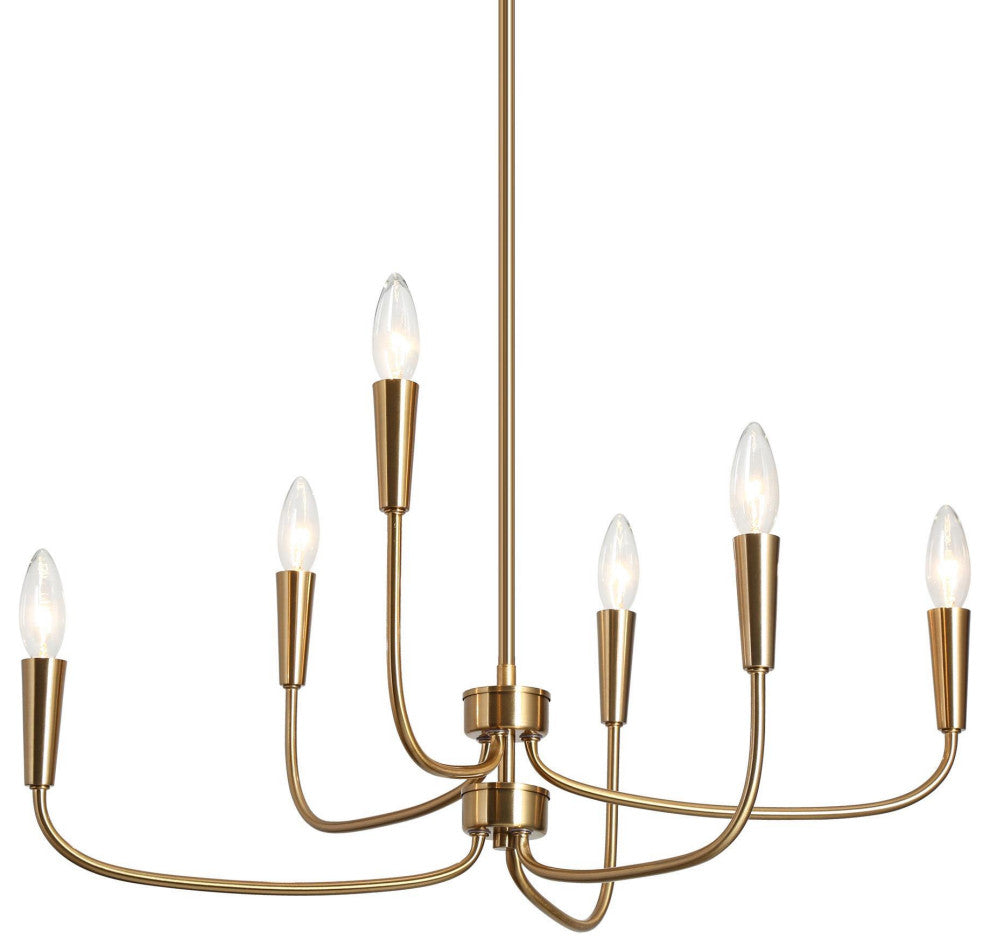 LNC 6-Light Polished Gold Candle Modern/Contemporary LED Indoor Chandelier